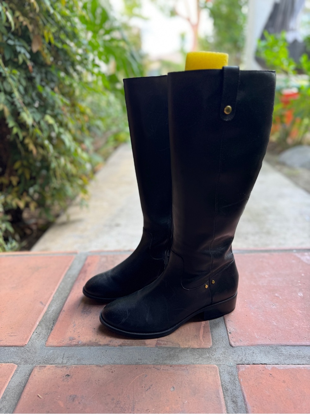 Ralph Lauren Black Knee-High Leather Riding Boots